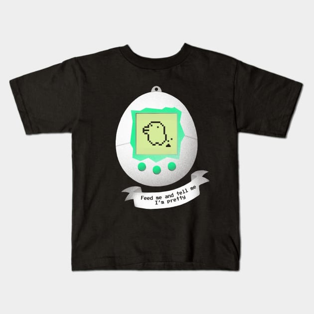 Feed me Tamagotchi - Virtual Pet - Cute Creature Kids T-Shirt by BlancaVidal